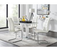 FurnitureboxUK Giovani Grey White Modern High Gloss & Glass Dining Table & 4 Murano Chairs Set in Off-White FurnitureboxUK Off-White