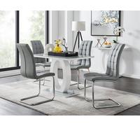 FurnitureboxUK Giovani Grey White Modern High Gloss & Glass Dining Table & 4 Murano Chairs Set FurnitureboxUK Grey