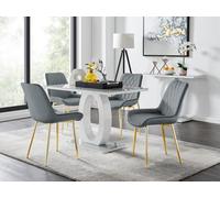 FurnitureboxUK Giovani 4 Grey Dining Table & 4 Pesaro Gold Leg Chairs FurnitureboxUK Grey