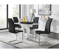 FurnitureboxUK Giovani Grey White Modern High Gloss & Glass Dining Table & 4 Murano Chairs Set in Black FurnitureboxUK Black