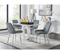 FurnitureboxUK Giovani 4 Grey Dining Table & 4 Pesaro Silver Leg Chairs FurnitureboxUK Grey