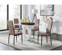 FurnitureboxUK Giovani 4 Grey Dining Table & 4 Milan Black Leg Chairs in Beige FurnitureboxUK Beige