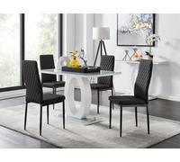 FurnitureboxUK Giovani 4 Grey Dining Table & 4 Milan Black Leg Chairs FurnitureboxUK Black