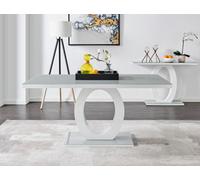 FurnitureboxUK Giovani 160cm 6-Seater Modern Rectangular High Gloss & Glass Dining Table in Grey FurnitureboxUK Grey