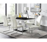FurnitureboxUK Giovani High Gloss & Glass Dining Table & 6 Lorenzo Chairs Set in White FurnitureboxUK White