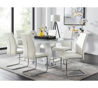 FurnitureboxUK Giovani 6-Seater Grey Glass Dining Table & 6 Lorenzo Faux Leather Dining Chairs in White FurnitureboxUK White