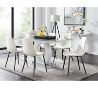 FurnitureboxUK Giovani 6-Seater Grey Glass Dining Table & 6 Corona Faux Leather Dining Chairs in White FurnitureboxUK White