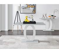 Furniturebox Giovani Rectangular Grey And White High Gloss Glass 4 Seater Dining Table - 4 Seater Dining Table - Kitchen Table