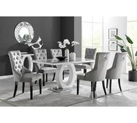 FurnitureboxUK Giovani 6-Seater Grey Glass Dining Table & 6 Belgravia Velvet Dining Chairs FurnitureboxUK Grey