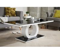 FurnitureboxUK Giovani Rectangular White High Gloss Coffee Table with Glass Top & Unique Halo Structural Plinth Base Design in Black FurnitureboxUK Black