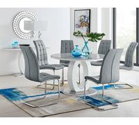 Giovani Round Grey Large 120cm Table 6 Murano Chairs Set - Grey