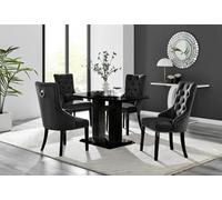 Imperia 4 Black Dining Table and 4 Belgravia Black Leg Chairs - Black