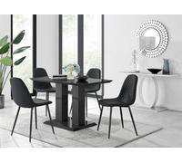Furniturebox Imperia 4 Modern Black High Gloss Dining Table And 4 Black Corona Black Leg Chairs