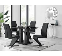 FurnitureboxUK Imperia 4 Modern Black High Gloss Table & 4 Luxury Willow Chairs FurnitureboxUK Black