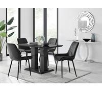 Furniturebox Imperia 4 Modern Black High Gloss Dining Table And 4 Black Pesaro Black Leg Chairs