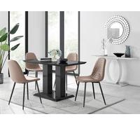 Furniturebox Imperia 4 Modern Black High Gloss Dining Table And 4 Cappuccino Corona Black Leg Chairs