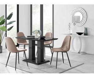 Furniturebox Imperia 4 Modern Black High Gloss Dining Table And 4 Cappuccino Corona Black Leg Chairs