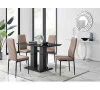 Furniturebox Imperia 4 Modern Black High Gloss Dining Table And 4 Cappuccino Milan Black Leg Chairs