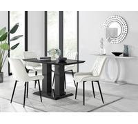 Furniturebox Imperia 4 Modern Black High Gloss Dining Table And 4 Cream Pesaro Black Leg Chairs