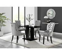 Imperia 4 Black Dining Table and 4 Belgravia Black Leg Chairs - Grey