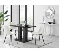 Furniturebox Imperia 4 Modern Black High Gloss Dining Table And 4 White Corona Black Leg Chairs