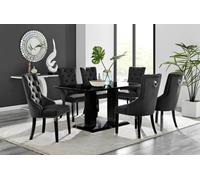Imperia 6 Black Dining Table with 6 Belgravia Black Leg Chairs - Black