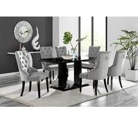 Imperia 6 Black Dining Table with 6 Belgravia Black Leg Chairs - Grey