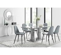 FurnitureboxUK Imperia 6 Grey Dining Table & 6 Corona Black Leg Chairs FurnitureboxUK Grey