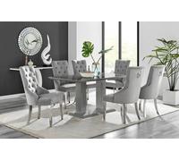 FurnitureboxUK Imperia 6 Grey Dining Table & 6 Velvet Belgravia Chairs FurnitureboxUK Grey