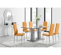 FurnitureboxUK Imperia Grey Modern High Gloss Dining Table & 6 Milan Dining Chairs Set in Mustard FurnitureboxUK Mustard