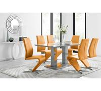 FurnitureboxUK Imperia 6 Grey Dining Table & 6 Willow Chairs in Mustard FurnitureboxUK Mustard