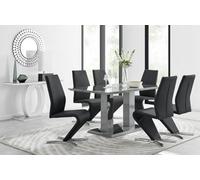 FurnitureboxUK Imperia 6 Grey Dining Table & 6 Willow Chairs in Black FurnitureboxUK Black
