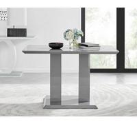 Furniturebox Imperia Grey High Gloss 4 Seater Dining Table With Structural 2 Plinth Column Legs Perfect For Modern Minimalist Dining Rooms