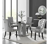 Furniturebox Imperia Rectangular Grey High Gloss 4 Seater Dining Table And Chairs, Rectangular Dining Table And Chairs, Dining Set