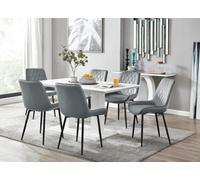 Furniturebox Imperia Rectangular White High Gloss 6 Seater Dining Table And Chairs, Rectangular Dining Table And Chairs Set