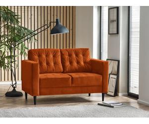 Furniturebox Jenna 2 Seater Burnt Orange Velvet Sofa With Solid Wood Frame