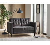 Furniturebox Jenna 2 Seater Dark Grey Velvet Sofa With Solid Wood Frame