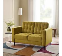 FurnitureboxUK Jade 2-Seater Soft Touch Velvet Sofa With Solid Wood Frame in Mustard FurnitureboxUK Mustard