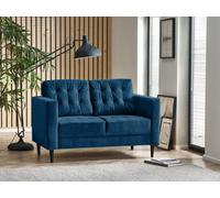 Furniturebox Jenna 2 Seater Navy Blue Velvet Sofa With Solid Wood Frame