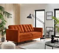 Furniturebox Jenna 3 Seater Burnt Orange Velvet Sofa With Solid Wood Frame