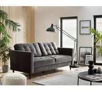 Furniturebox Jenna 3 Seater Dark Grey Velvet Sofa With Solid Wood Frame