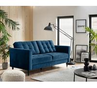 Furniturebox Jenna 3 Seater Navy Blue Velvet Sofa With Solid Wood Frame