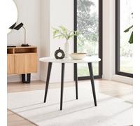 FurnitureboxUK Koko 4-Seater Round Melamine Scratch Resistant Dining Table With Black Legs in White FurnitureboxUK White