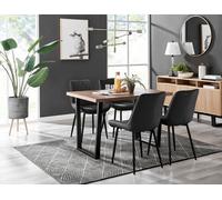 FurnitureboxUK Kylo Brown Wood Effect Dining Table With Black 'U' Legs & 4 Pesaro Velvet Chairs FurnitureboxUK Black