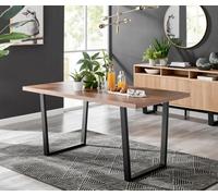 Furniturebox Kylo Rectangular 6 Seat Wood Effect Dining Table With Black Metal U Shape Legs Modern Industrial Table Design