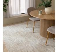 Furniturebox Large Area Rug 160 x 230cm - 'Savannah' Beige & Brown Textured Criss Cross Pattern Big Living Room Rug Neutral Modern Design Short Pile For Lounge Bedroom Dining Room