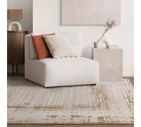 Furniturebox Large Area Rug 160 x 230cm - 'Strata' Cream Beige Brown Textured Rectangular Frames Pattern Big Living Room Rug Neutral Modern Design Short Pile For Lounge Bedroom Dining Room