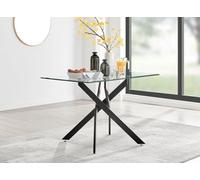 FurnitureboxUK Leonardo 120cm 4-Seater Glass & Chrome Metal Starburst Dining Table in Black FurnitureboxUK Black
