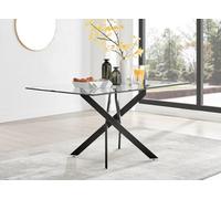 FurnitureboxUK Leonardo 150cm 6-Seater Glass & Chrome Metal Starburst Dining Table in Black FurnitureboxUK Black