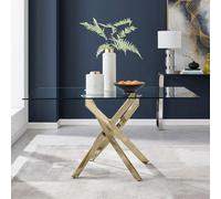 Furniturebox Leonardo Rectangular Glass And Gold Metal 6 Seater Dining Table - 6 Seater Dining Table - Glass Dining Table
